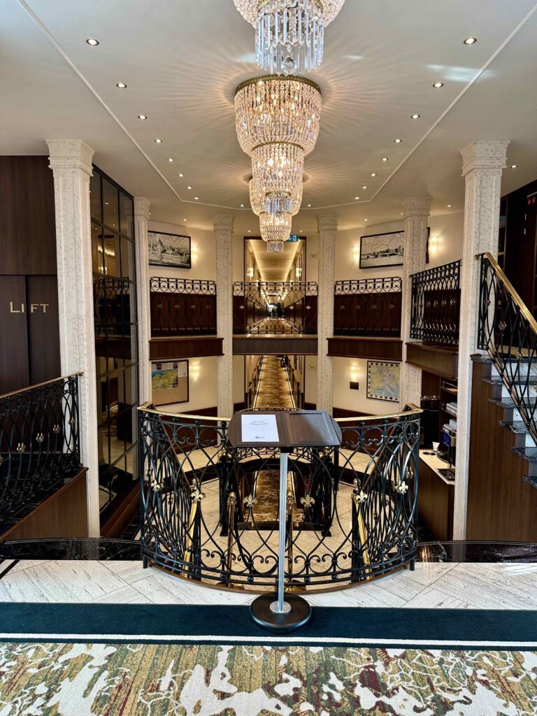 Lobby with lift On Riviera's River Cruise MS Geoffrey Chaucer