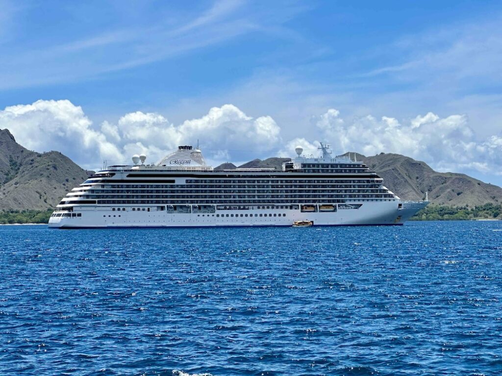 SS Explorer docked near Komodo Island Indonesia