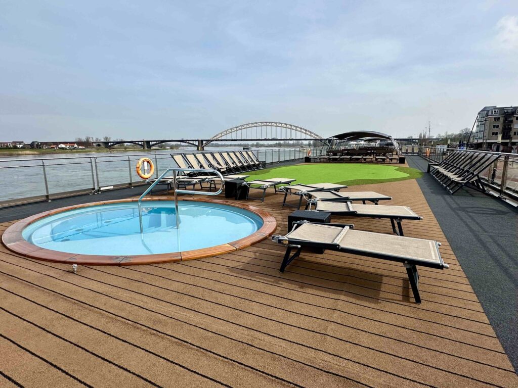 Sun deck pool and golf On Riviera's River Cruise MS Geoffrey Chaucer