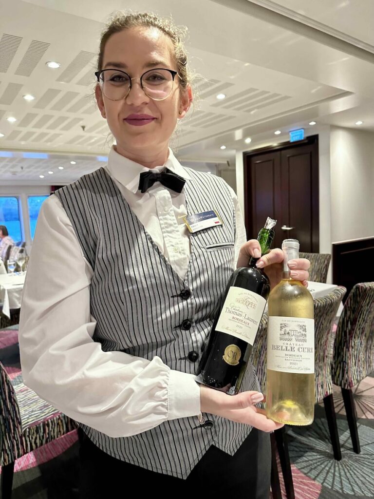 serving Bordeaux wines onboard AmaWaterways AmaDolce