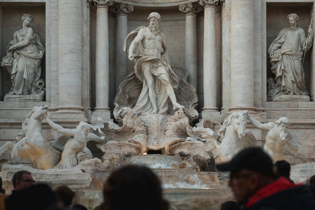 A direct view of oceanus at the Trevi fountain.