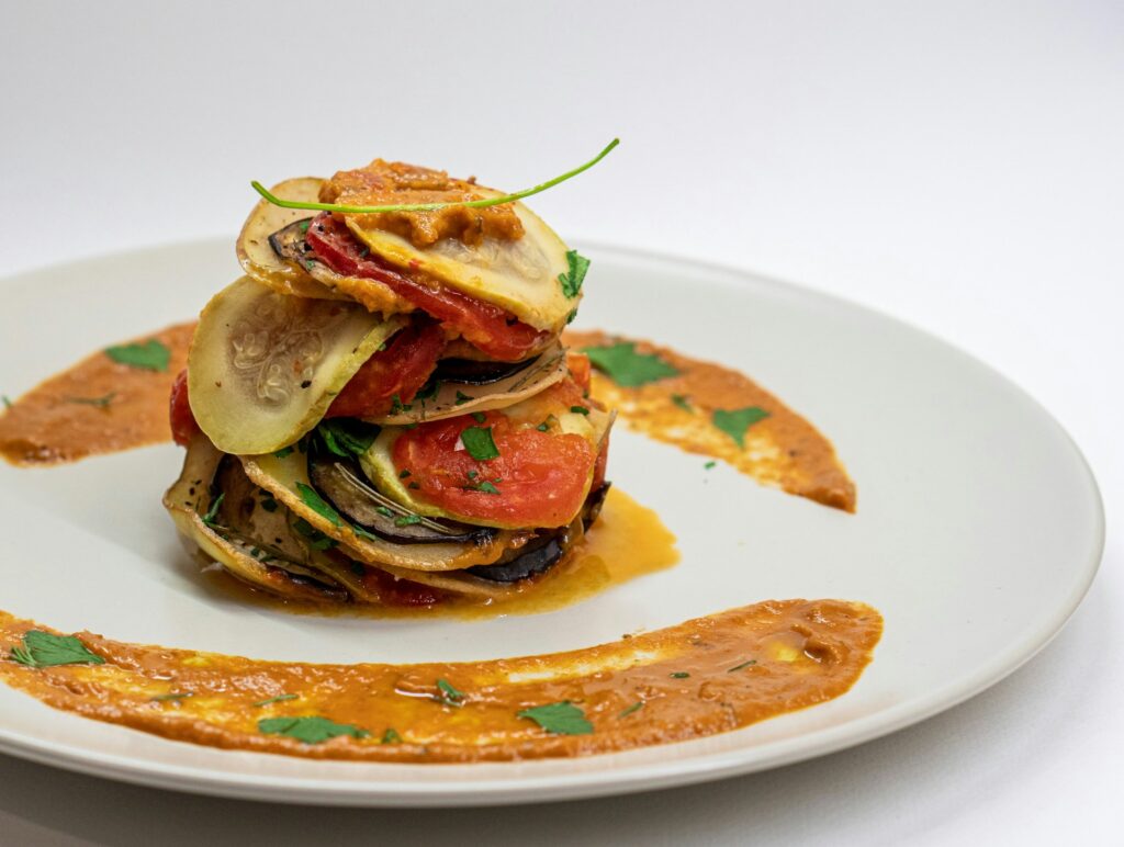 Ratatouille dish, Confit Byaldi, expertly plated