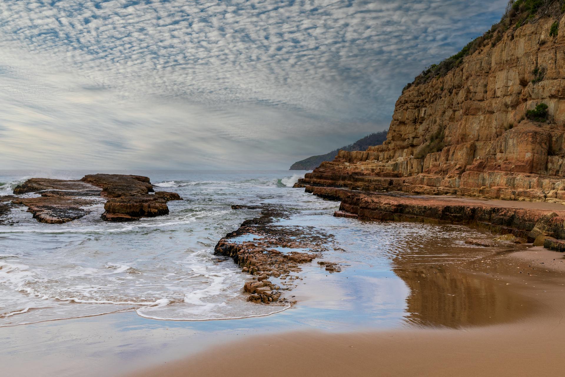 Brown rock formation on seaside Sandford Tasmania Australia