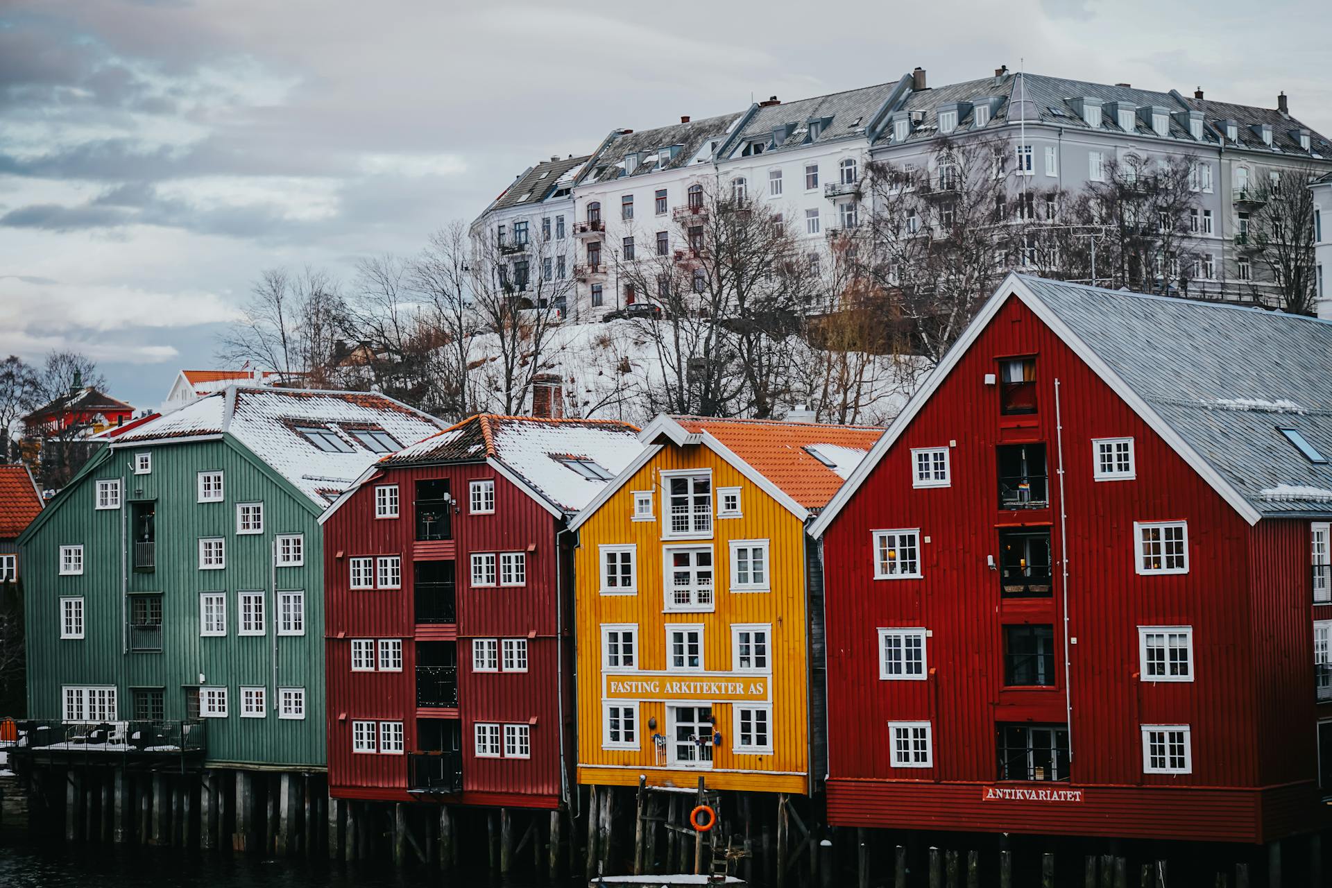 Colorful Waterfront Buildings in Trondheim, Norway in Winter.jpg