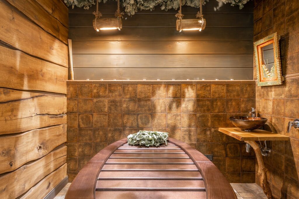 View of a Rustic Bathroom spa bathroom