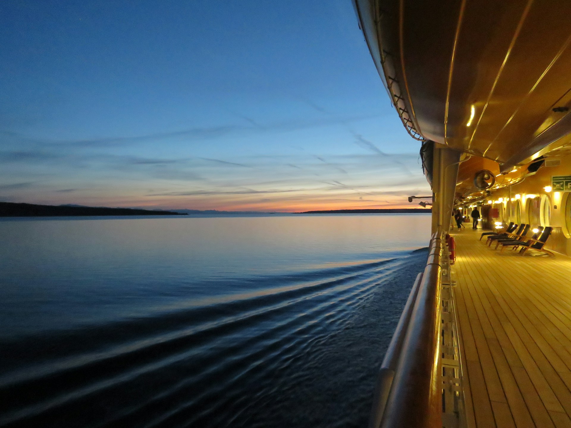 passenger view on a luxury superyacht at sunset on the sea