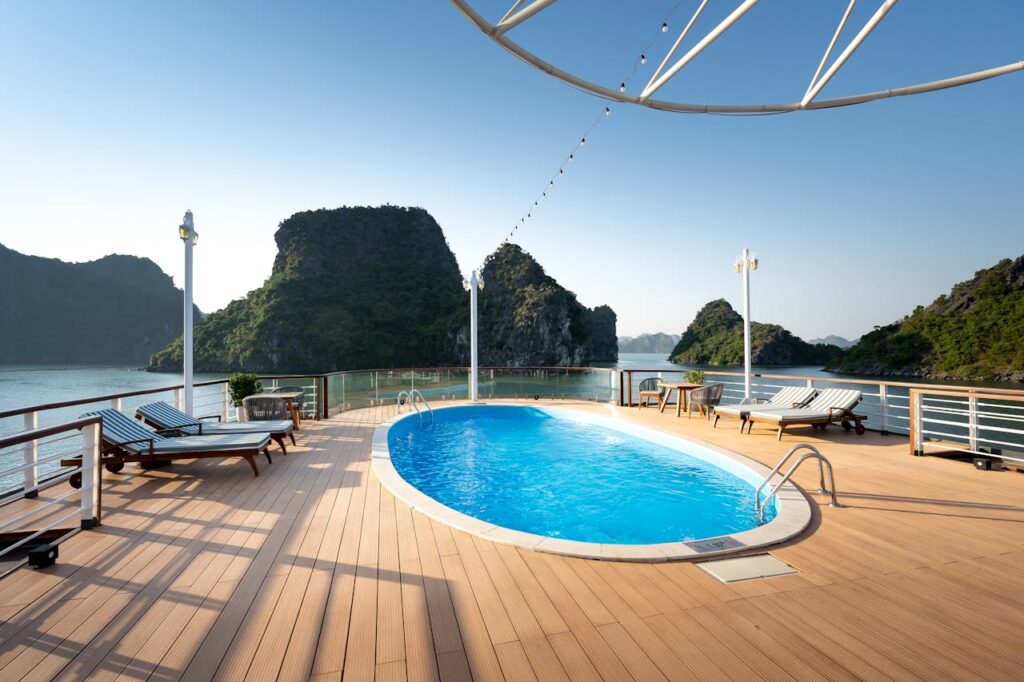 swimming pool on the deck of a cruise ship